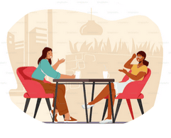An illustration of two women in a coaching session.