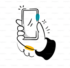 Illustration of a cell phone in a hand.