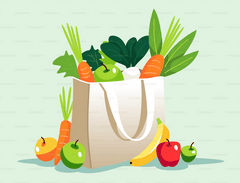 Grocery bag of fruits and vegetables that can provide support during a cancer diagnosis.